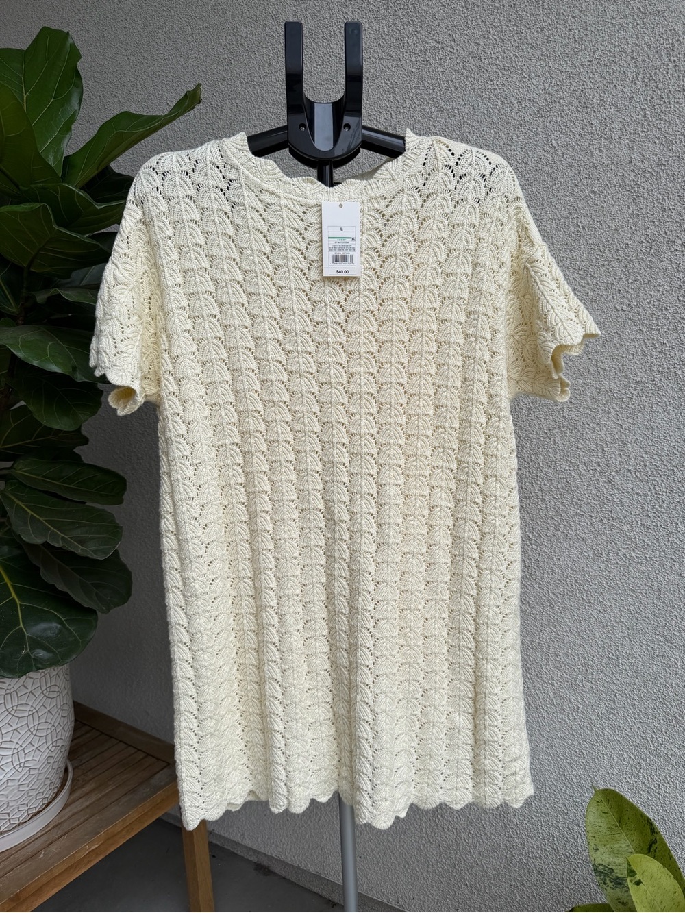 a new day Cream Knit Short Sleeve Dress